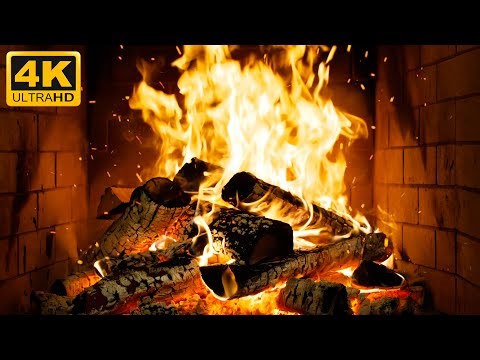 🔥 Smoldering Log Fireplace with Burning Logs and Crackling Fire Sounds for Snowy Christmas Evenings
