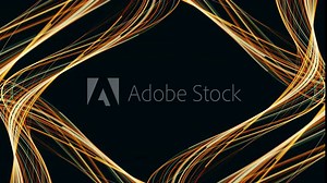 Abstract animated background framing by moving color lines with empty space for text or image, 3D rendering