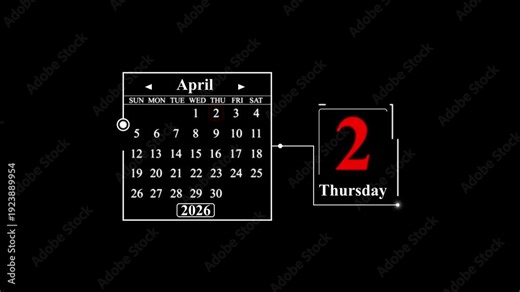 World Health Day calendar with April 2 2026 highlighted. A very important date in the calendar. Signing a day on a calendar.
