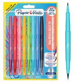 Papermate Flair Twin Tip Brush Pack of 8 Pack Assorted Colours