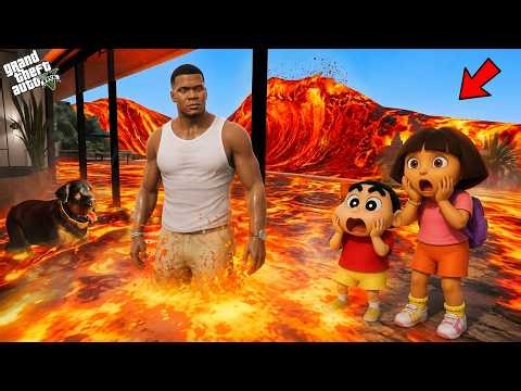 Shinchan & Franklin Survived Biggest Lava Tsunami 😱🔥 In Los Santos | GTA 5 Tamil