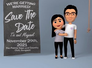 A romantic 3d animated wedding invitation video