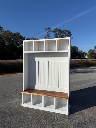 Custom Handmade Hall Tree With Bench & Storage | Entryway Organizer | Solid Wood Furniture - Etsy