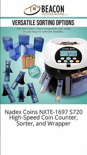 NadeX Coins NXTE-1697 S720 High-Speed Coin Counter Sorter and Wrapper