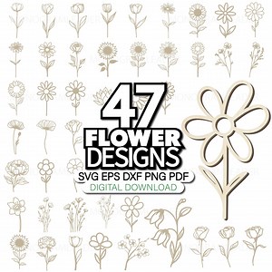 Wildflower SVG Bundle: 47 Flower Laser Cut Files (digital Download) - Etsy