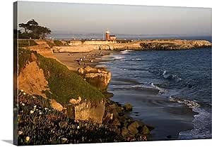 CANVAS ON DEMAND Red Brick Lighthouse At Santa Cruz, California Canvas Wall Art Print by David R, Coastal, Home Decor, Landscape, Artwork,36" x24in