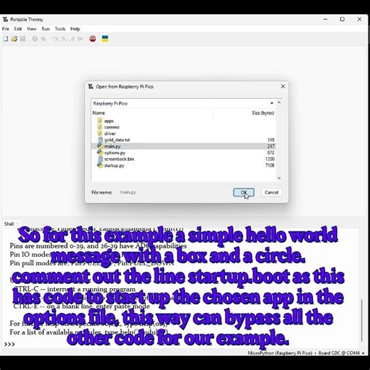 Python RGB display, Hello World example.