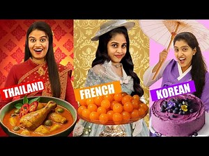 ONE COLOUR ONE COUNTRY FOOD CHALLENGE 🤩 | ഞങ്ങൾ രാജ്യം വിട്ടു 😂 10 COUNTRY FOODS | PULLOTHI
