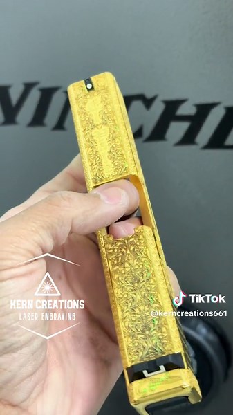 Custom Laser Engraved Glock Slide with 24k Gold Plating
