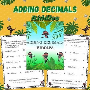 Adding Decimals Riddles Worksheets 4th & 5th Grade Math | No Prep |