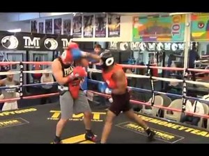 Michael Hunter sparring at the Mayweather Boxing Club