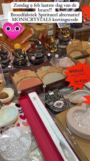 Mon’s Crystals&Healing on Instagram: "https://spiritueelalternatief.nl/kaartverkoop/ YESSS 🔥 We zijn er weer bij! 💖 Valentijnsactie – Spiritueel Alternatief Rijswijk 📍 De Broodfabriek, Rijswijk Stand G03, G04 📅 7 & 8 februari 2026 🎟 €2 korting op entree met code MONSCRYSTALS 👉 https://spiritueelalternatief.nl/kaartverkoop/ Ik kijk er enorm naar uit om jullie weer te zien! Dit is alweer het derde jaar dat ik op deze mooie beurs sta en onze eerste beurs van 2026 ✨ Ik neem een groot deel van