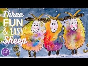 Three Fun & Easy Watercolor Sheep with me! - Christmas Card or Gift Tag Tutorial for Beginners