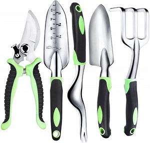[Hot Item] 5 PCS Garden Tool Set with Trowel, Weeder, Trans Planter and Pruner
