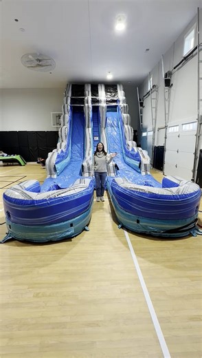 Ocean Blue 19' Dual Lane Double Water Slide