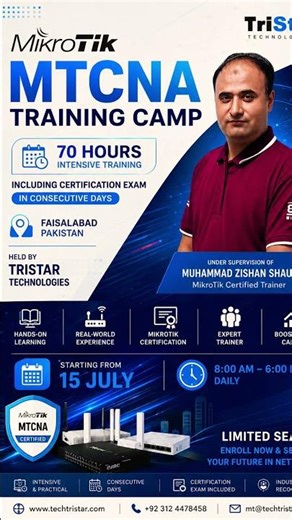 MikroTik MTCNA Certified Training and certification exam in Faisalabad