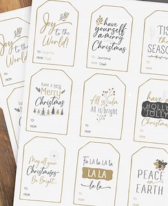 Printable Christmas Gift Tags Gold and Black With Customizable Text - Etsy Australia