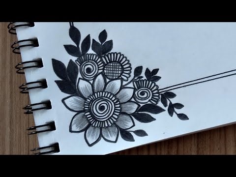 Easy Border Design for Project | Easy corner Drawing Tutorial For Beginners | Flower Drawing