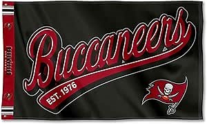 Amazon.com : Tampa Bay Buccaneers Script Logo Premium Flag : Sports & Outdoors