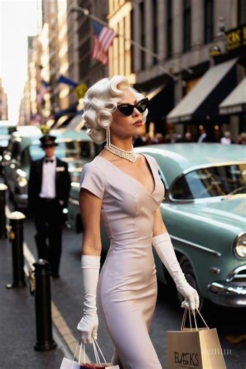 ✨ Platinum Blonde Perfection: 1950s Glamour Walks Fifth Avenue | SillyBoy Shorts