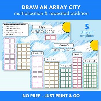 Draw an Array City | No Prep Repeated Addition & Multiplication Activity
