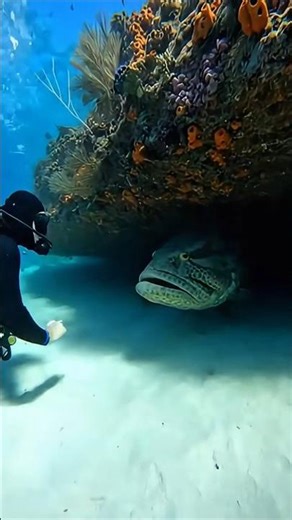Diver Gets More Than He Bargained For - Massive Grouper Strike!
