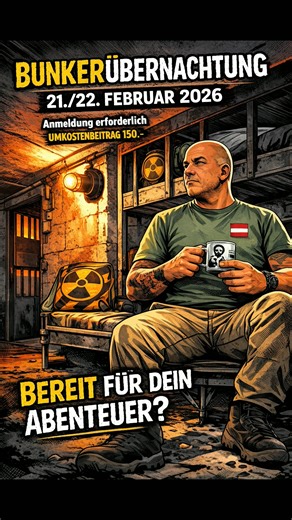 Bunkerübernachtung am 21/22.Februar 2026. Nutze die einmalige Gelegenheit. Umkostenbeitrag von €150.- zur Erhaltung des Bunkers.Voranmeldung unbedingt erforderlich. office@mooreprotection.eu #Bunker #urbex #Abenteuer #bunkerübernachtung highlight followers | MOORE PROTECTION-Trading & Mentoring