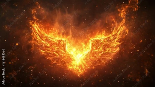 Phoenix of Flames: The mythical phoenix is beautifully rendered in radiant flames, showcasing its powerful wings and fiery essence in this captivating illustration.