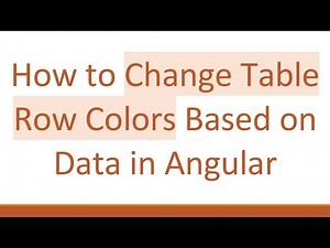 How to Change Table Row Colors Based on Data in Angular