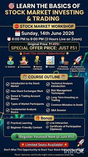Stock Market Basics for Beginners | Complete Workshop at Just ₹51! 🚀