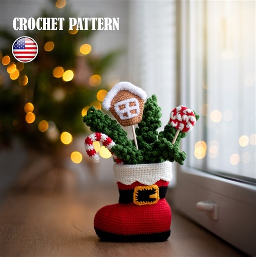 Crochet Santa Boot: Christmas Decoration, Lollipop, Gingerbread, Amigurumi Pattern, Pdf Tutorial - Etsy Canada