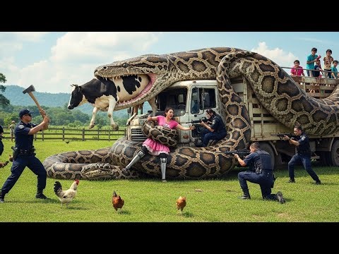 Miracle Rescue! Fearless Team Saves Brave Mother Cow from Deadly Giant Python 🐍🐄