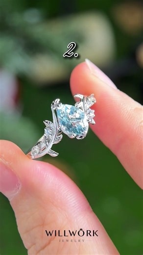 Aquamarine Ring in Solid Gold | March Birthstone Engagement Ring Nature Inspired Aquamarine Jewelry