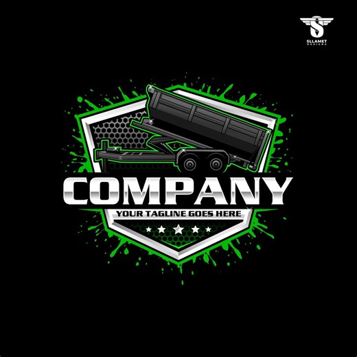 Roll-off Dump Trailer Logo: Waste Management Transport Vector Designs (SVG, EPS, PNG) - Etsy