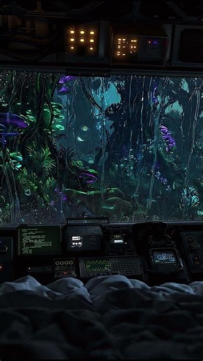 fall asleep in an outpost as the alien jungle storms 🌿⚡ #shorts