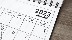 Flipping calendar December 2022 to January 2023.