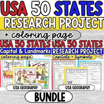 50 United States and Capitals Research Project, Symbols Landmarks Coloring Page