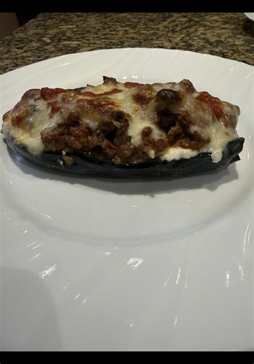 Stuffed Eggplant Recipe with Ground Beef and Mozzarella