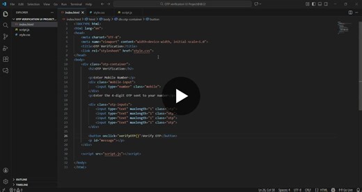 #miniproject #webdevelopment #frontenddevelopment #html #css #javascript #learningbydoing #studentdeveloper #codingjourney #skilldevelopment #otp #verification | Sanjana Bhagwat