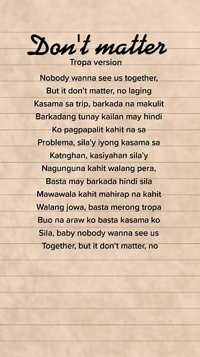 Tropa Version - Don't Matter Lyrics