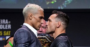 Watch: Michael Chandler and Charles Oliveira share intense faceoff at UFC 262 ceremonial weigh-ins