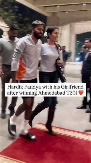 Cricket Frenzy India 🔴 on Instagram: "Hardik Pandya spotted with his Girlfriend Mahieka Sharma at Team Hotel in Ahmedabad last night. ❤️🫶🏻"