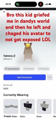 He pmo bro he should not be on roblox he should be on a diffrent game for 5 yr like him