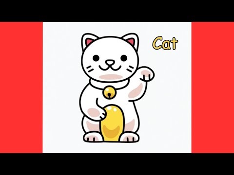 Easy Lucky Cat Drawing | How to Draw Maneki Neko Step by step