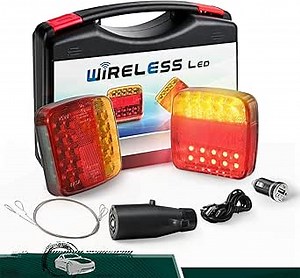 Wireless Trailer Lights with Anti-Loss Steel Cable, Magnetic LED Rechargeable and Portable Tow Lights Kit for Trucks, RVs, Campers, Boats, Caravans, and Wreckers