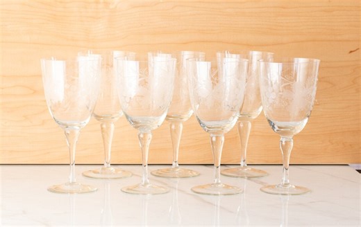 Etched Crystal Wine Glasses - Grape Vine Design - Set of 6 - Etsy
