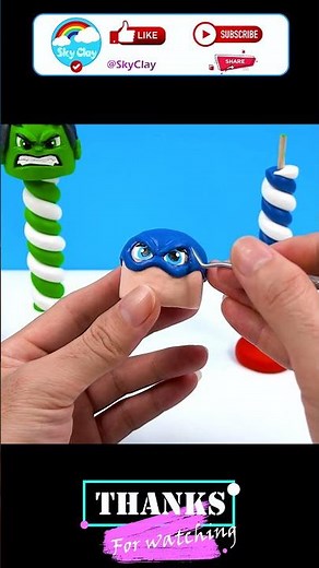 Making Lollipop Superheroes Spider-man, Hulk, Captain America with Polymer Clay #short