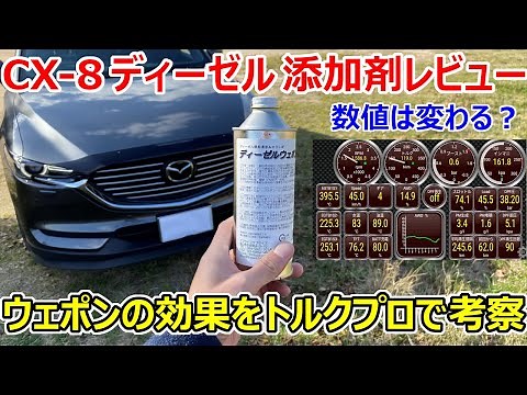 燃料添加剤ディーゼルウェポンの効果はOBD2スキャナ＆トルクプロの数値に現れるのか！？CX-8 XDディーゼル 燃料添加剤レビュー