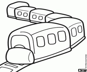 The train, a transportation system coloring page printable game
