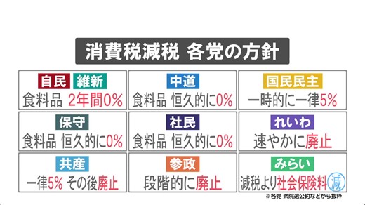 衆院選　各政党が公約に「消費税減税」